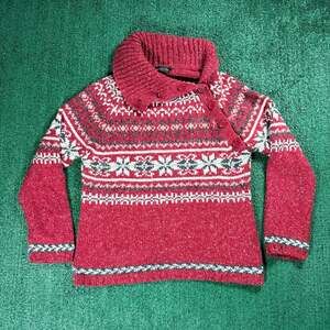 Vintage Women’s One on One Red Fair Isle Knit Sweater XL